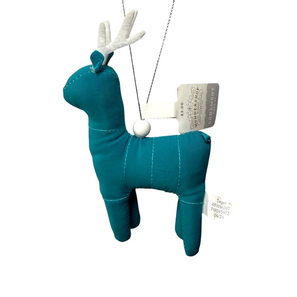 Wondershop Teal Fabric Reindeer Ornament – Soft Christmas Tree Decor